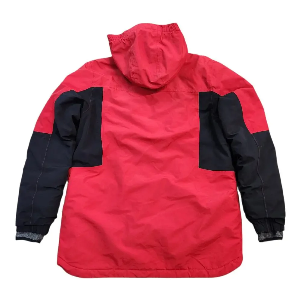 Lands' End Boys Youth Red Black Hooded Fleece Lined Coat Jacket Size XL 18-20